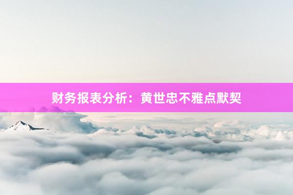 财务报表分析：黄世忠不雅点默契